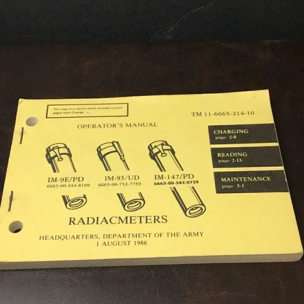 Vintage army operators manual for Radiacmeter